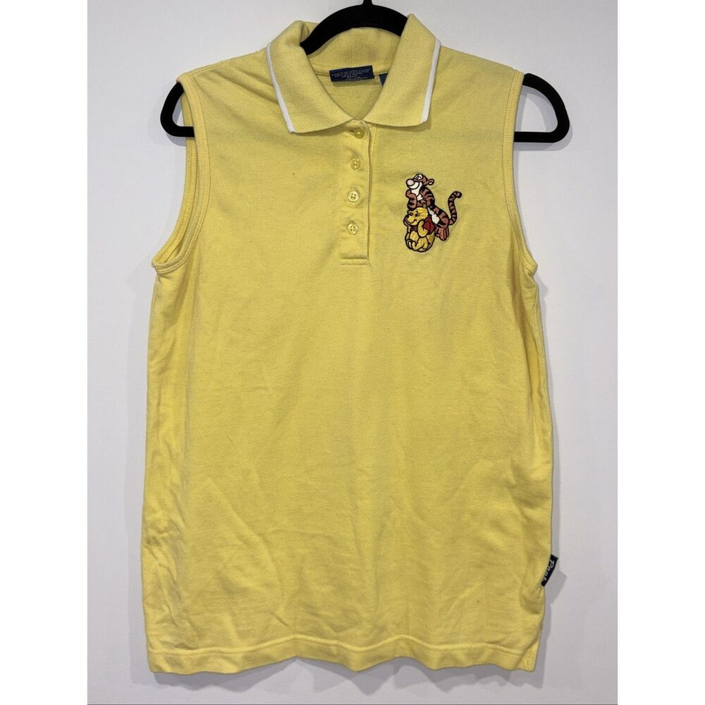Vintage 90s Disney Winnie the Pooh & Tigger Yellow Sleeveless Polo S